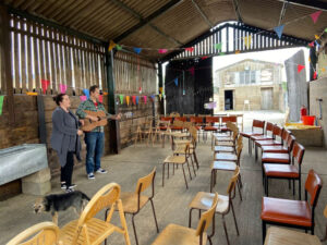 Musicians playing to empty barn during soundcheck